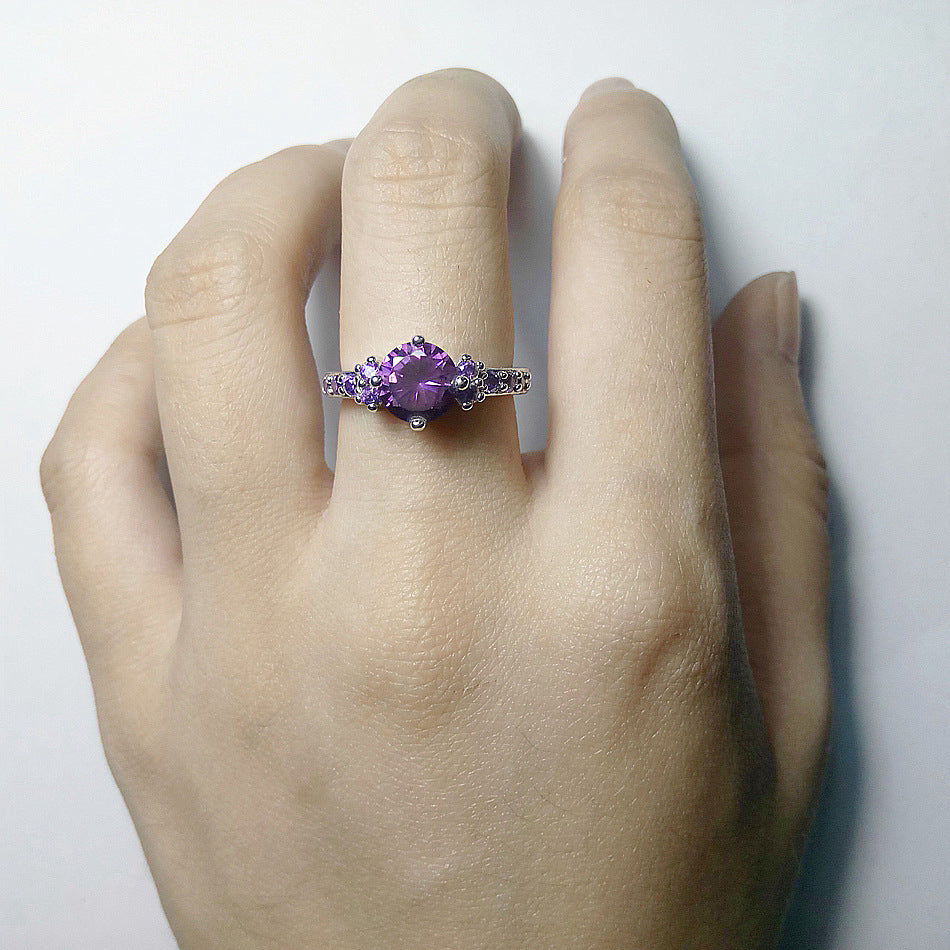 CiNily Violet Filled Finger Rings With Stone Silver Plated Purple Lilac Luxury Summer Cute Romance Fully-Jewelled Woman Girls CiNily Violet Filled Finger Rings With Stone Silver Plated Purple Lilac Luxury Summer Cute Romance Fully-Jewelled Woman Girls